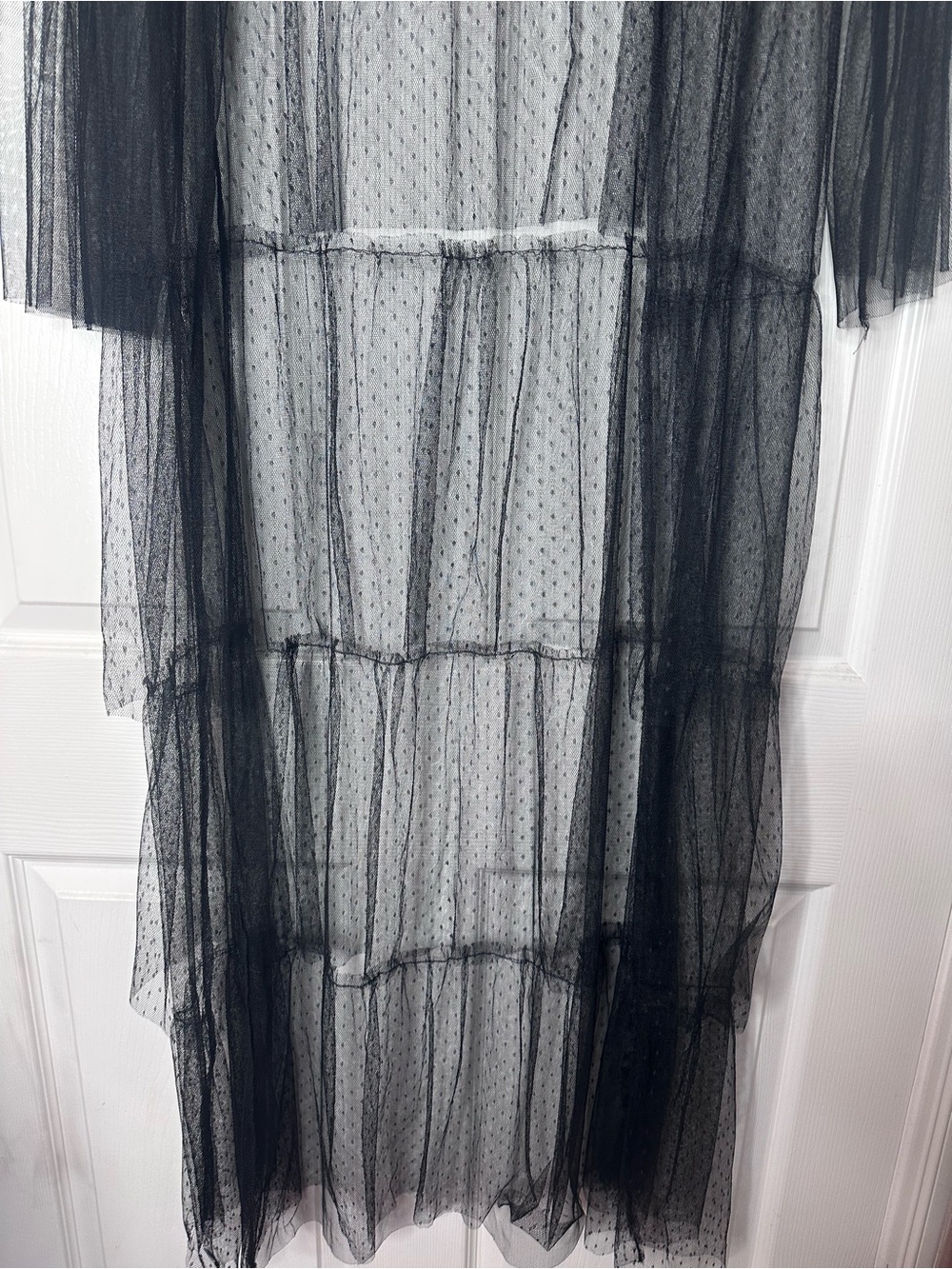 Sheer Ruffled Lace Long Robe/Duster - Black - Picture 3 of 9